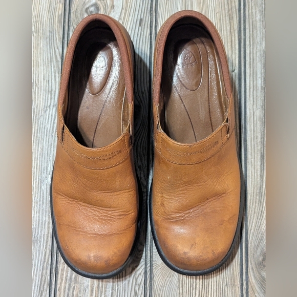 Ariat Shoes - Ariat Womens Tan Leather Camel Slip-On Clogs Size 7.5B